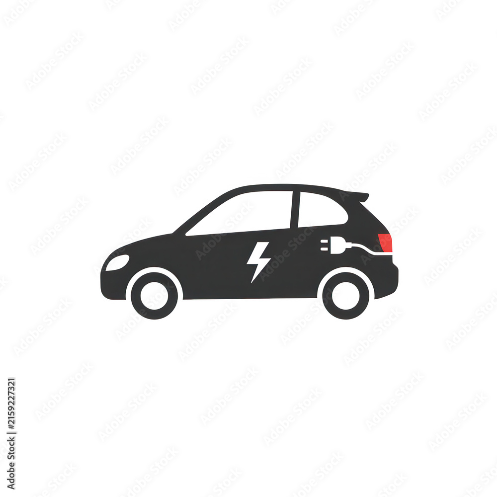 Fototapeta premium Electric car with lightning bolt symbol isolated on transparent background