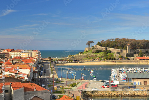 Views of Baiona along the coastal route of the Portuguese Way of St James on a sunny day in February.