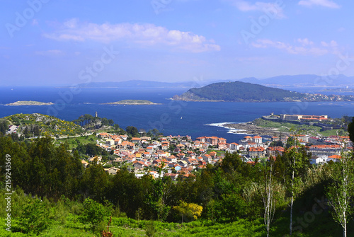 A panoramic view of Baiona, Monteferro and Vigo Bay on a clear spring day, on the Coastal Way of St James.