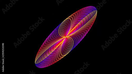 Colorful geometric pattern with radiating lines on black