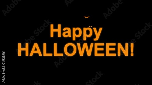 Orange Happy Halloween Text With Bats lettering