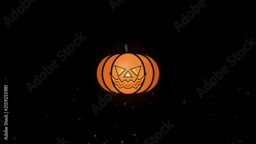 Spooky Jack O Lantern With Glowing Eyes On Black Background