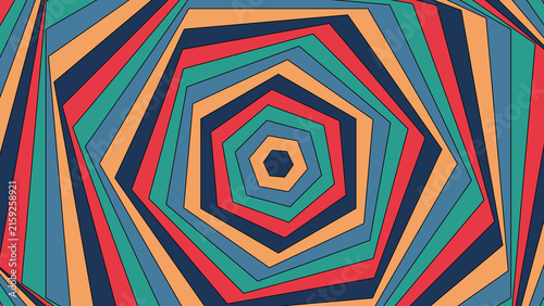 Naklejka Geometric optical illusion pattern with vibrant stripes creating a hypnotic spiral effect