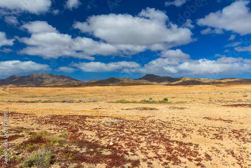 Desert mountain landscape on the Canary Island of Fuerteventura