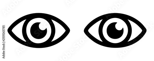 Bild auf Leinwand Bold black eye icon with prominent pupil and highlight represents vision and clarity for developers