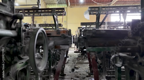 Industrial Weaving Machines With Pulleys And Gears