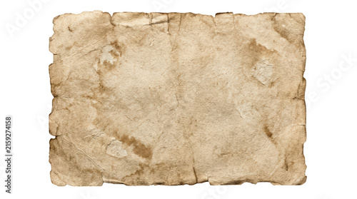 Old vintage paper texture isolated on transparent background