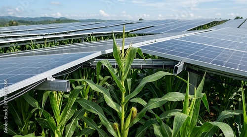 Agrivoltaics: Sustainable Corn Farm Integrated with Solar Panels