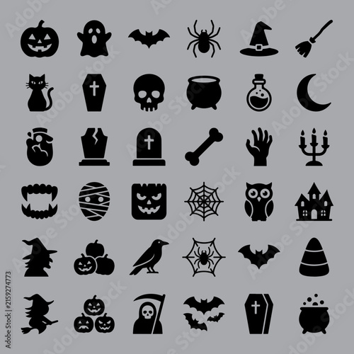 Halloween Spooky Silhouette Icons Collection Art And Illustration