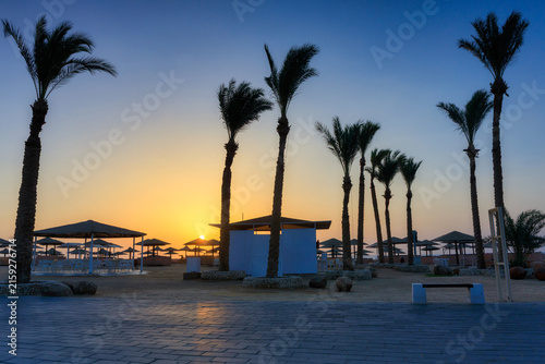 Coastline of the Red Sea in Marsa Alam at sunrise, Egypt