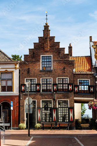 Old Dutch gable house in the historic center of Hattem, Gelderland, Netherlands, Europe