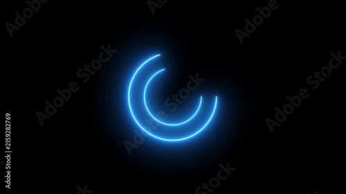 Loading bar animation; circular loading animation on a black and white background; looping spectrum animation; glowing neon light.