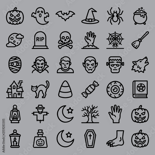 Halloween Spooky Line Art Icon Collection Art And Illustration