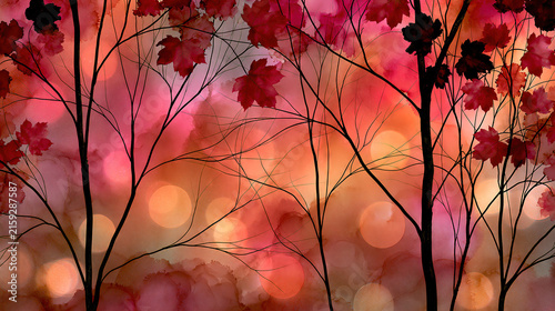 Stylized Autumn Forest with Soft Light and Fallen Leaves