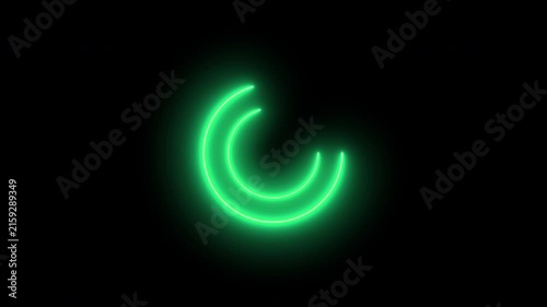 Loading bar animation; circular loading animation on a black and white background; looping spectrum animation; glowing neon light.