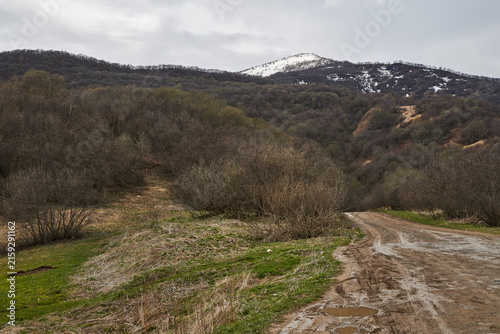 Russia. North Ossetia. Kakadur Pass. Art object letter ae. The road