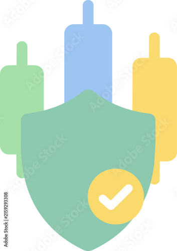 Investment risk management shield icon for stock market asset protection