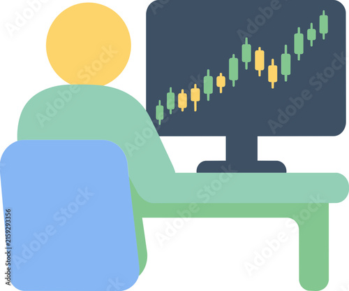 Faceless investor icon for stock market analysis and financial trade illustration