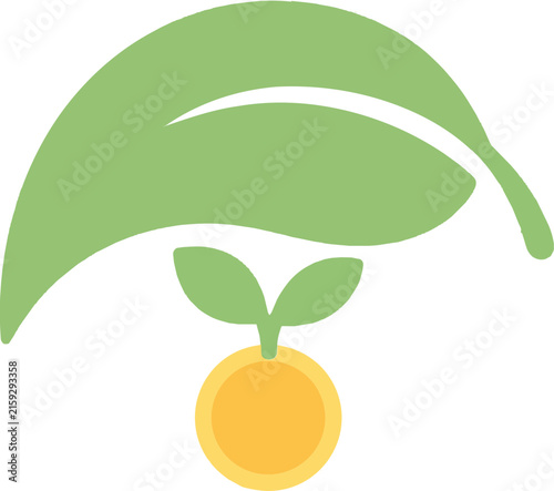Eco-friendly investment leaf icon for sustainable finance and green growth