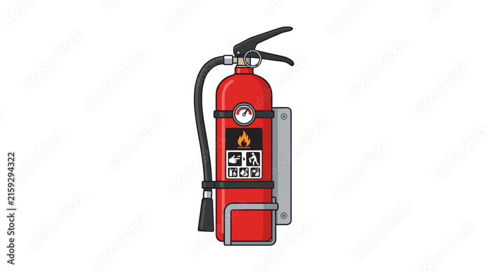 Obraz premium Red Fire Extinguisher Mounted on a Wall Bracket Safety Equipment