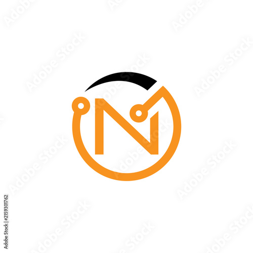 vector N technology logo design