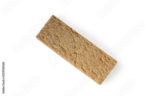 Foto Single rectangular whole grain crispbread on a white background