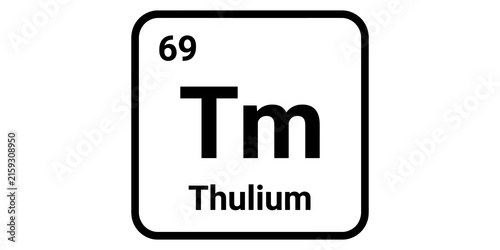 Fotografie Chemical element thulium symbol with atomic number sixty nine isolated on grey grid background for educational science materials