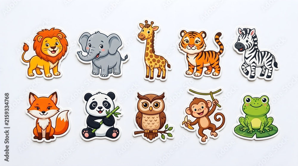 Obraz premium set of cartoon animals stickers