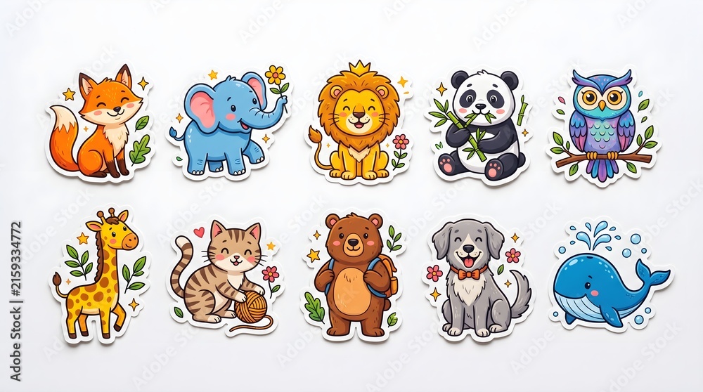 Fototapeta premium Animal Friends & Jungle Cute Stickers