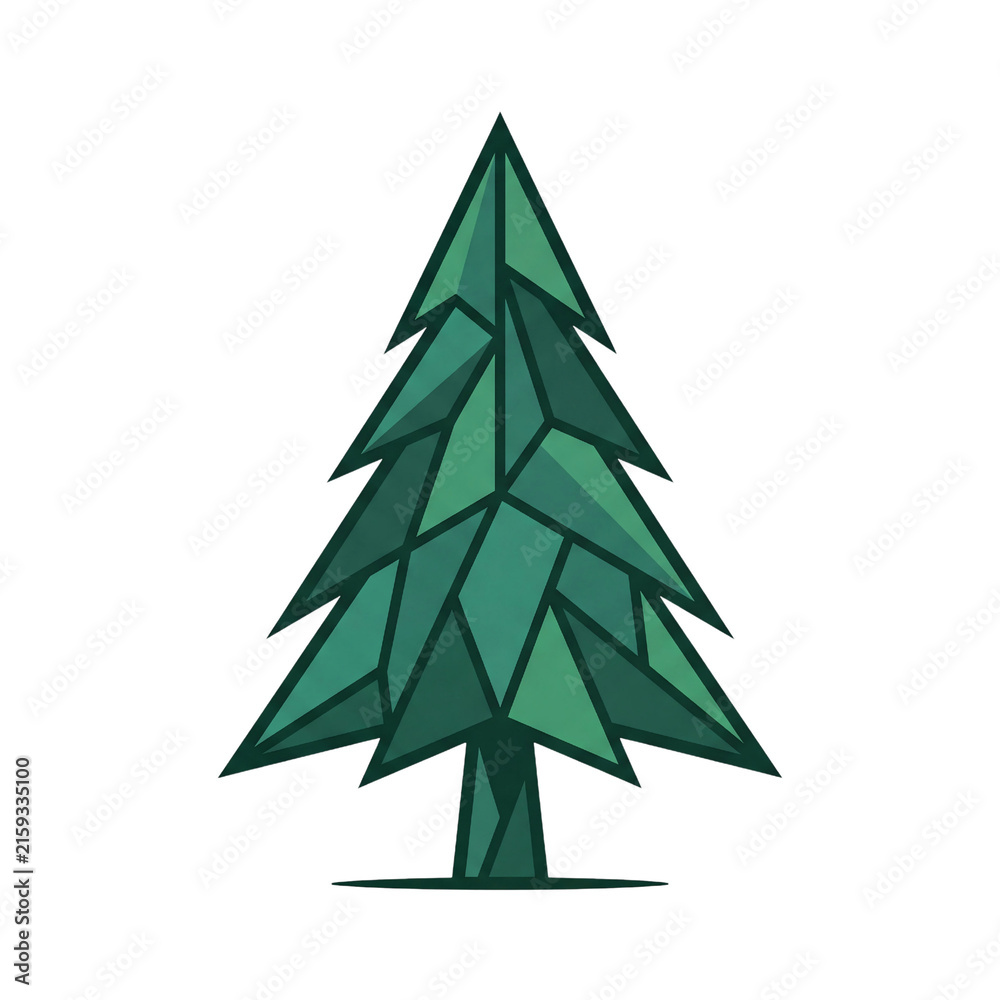 Obraz premium Minimalist Geometric Pine Tree Vector Illustration on White Background