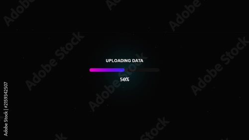 Digital Progress Bar Showing Uploading Data With Percentage Loading