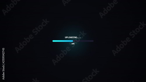 Digital progress bar showing uploading status on dark background