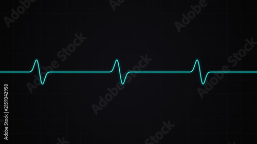 Glowing Blue Heartbeat Pulse Monitor Line On Digital Dark Background
