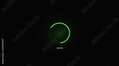 Green Loading Circle Animation Progress Bar on Black Background