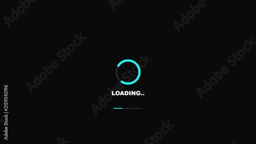 Minimalist blue loading circle animation on a dark black background