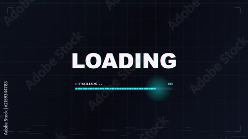 Loading Progress Bar Interface with Digital Data Processing Animation