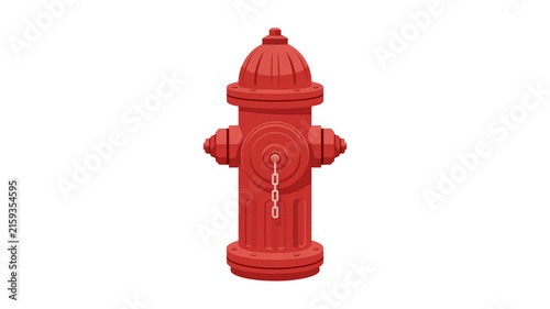 Red Fire Hydrant Isolated on White Background with Chain Detail water emergency