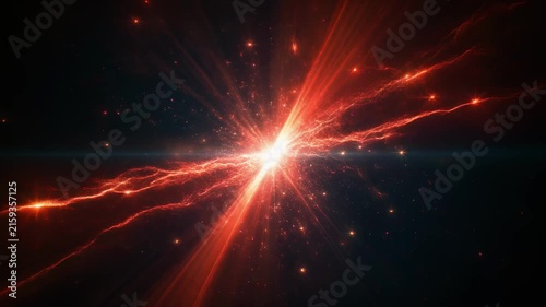 Red Comet Impact Explosion with Light Trail 4K