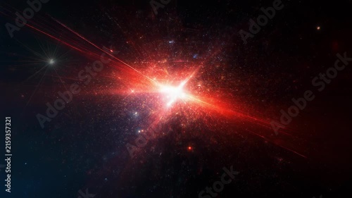 Red Star Burst with Twin Light Flares in Galaxy 4K