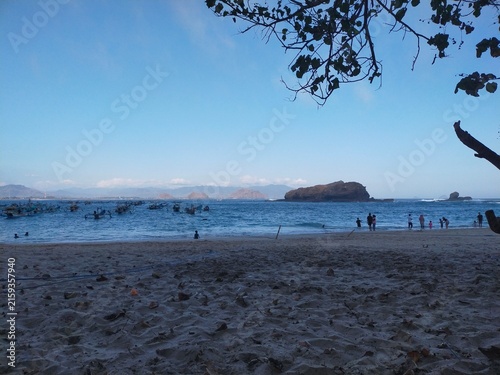 Natural Tropical Beach Landscape with Distant Islands