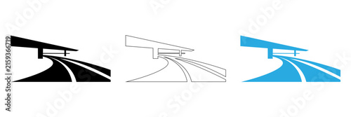 Bild auf Leinwand A set of highway flyover bridge road icon, expressway overpass infrastructure ve