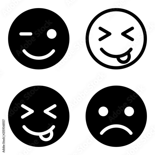set of vector icons with smiley faces