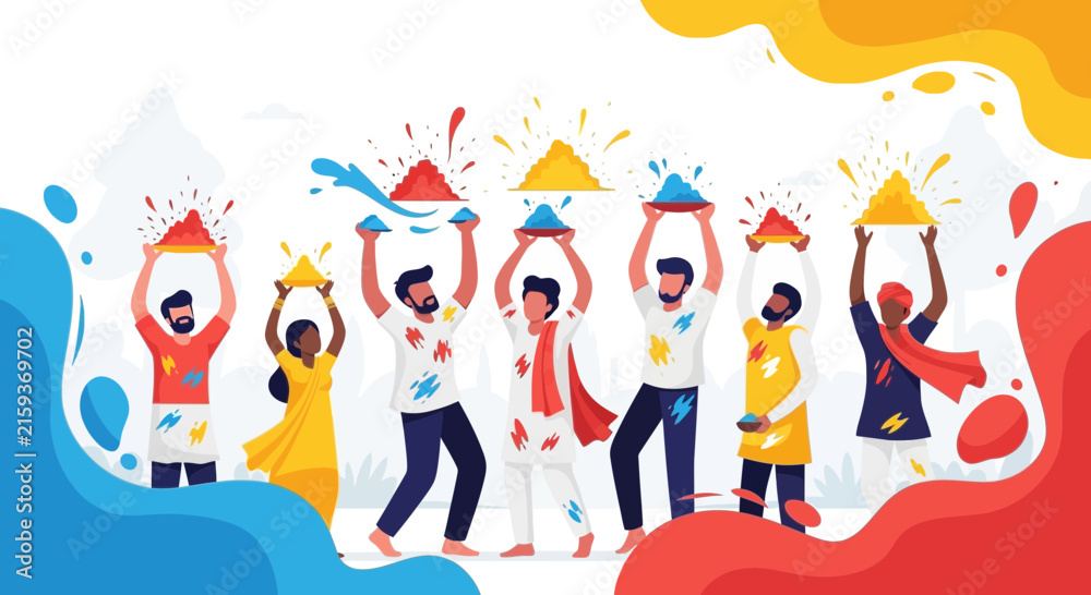 Fototapeta premium People Celebrating With Colorful Cones.