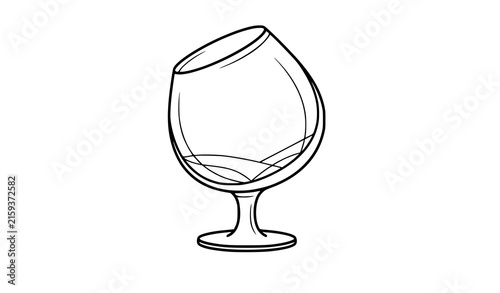 Bild auf Leinwand Modern Brandy Snifter Continuous Line Art Black White Vector Illustration