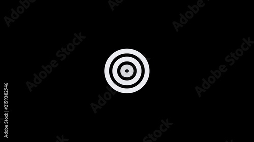 Minimalist white concentric circles graphic design centered on a solid black background.