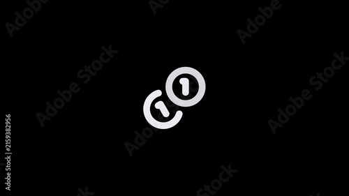Minimalist icon featuring two overlapping circles with the number one inside each on a black background.