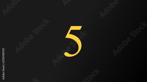 Yellow numbers counting down on black background in cinematic motion for a countdown concept