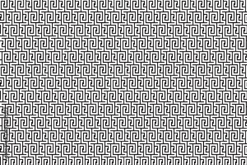 Seamless vector illustration with classic greek key meander labyrinth pattern in black and white