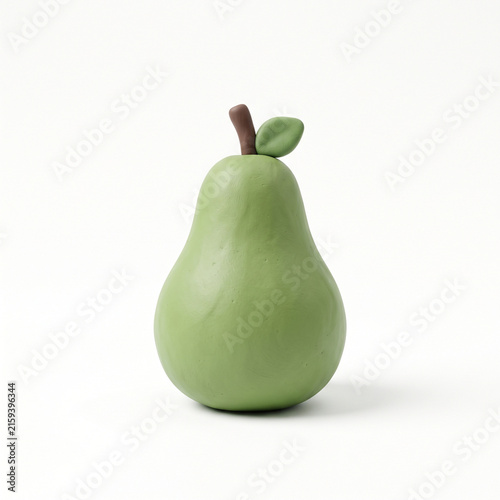 Single green pear 3D illustration isolated on white background for fresh produce design