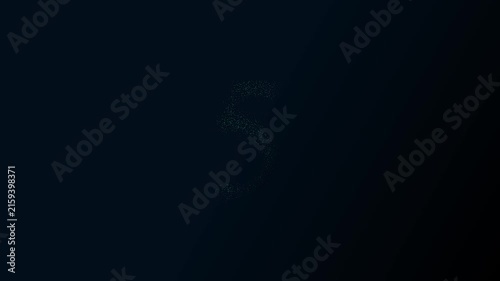 Countdown numbers dissolving into particles against dark blue background with cinematic motion